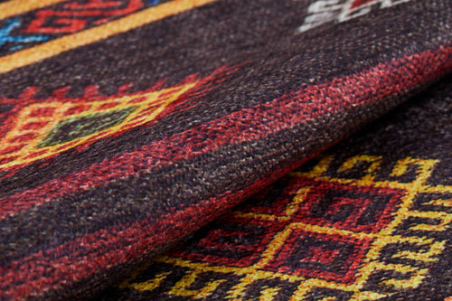 Geometric Area Rug - Brown Digital Print Rug with Non Slip & Antibacterial Features