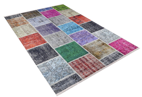 Patchwork Area Rug – Digital Print Multicolor Floor Carpet, Non Slip & Antibacterial