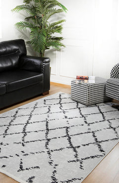 Bugulme Cream Striped Digital Print Area Rug