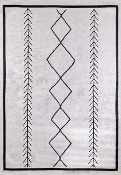 Geometric Area Rug – Grey Digital Print Carpet | Non Slip, Antibacterial, Washable