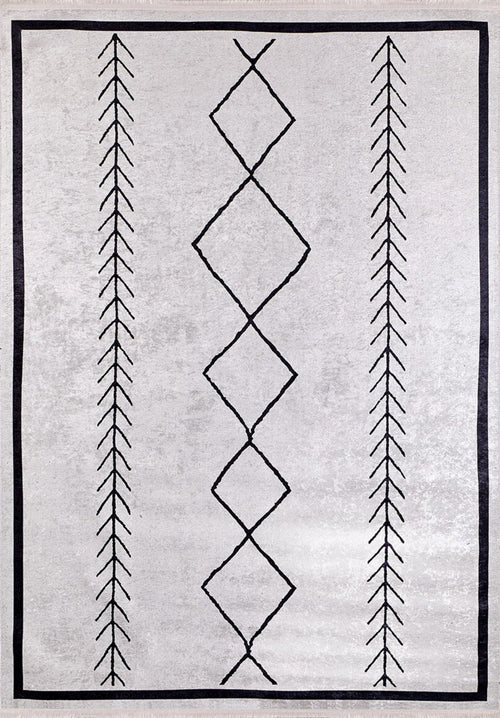 Geometric Area Rug – Grey Digital Print Carpet | Non Slip, Antibacterial, Washable