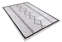 Geometric Area Rug – Grey Digital Print Carpet | Non Slip, Antibacterial, Washable