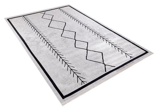 Geometric Area Rug – Grey Digital Print Carpet | Non Slip, Antibacterial, Washable