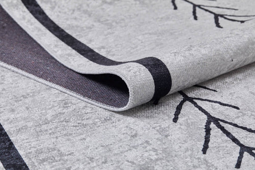 Geometric Area Rug – Grey Digital Print Carpet | Non Slip, Antibacterial, Washable