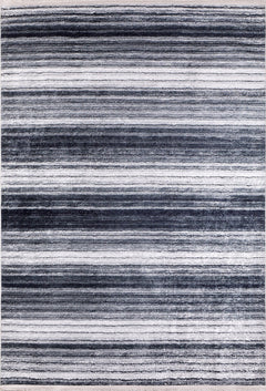 Anthracite Striped Rug - Digital Print Area Carpet, Non Slip & Antibacterial