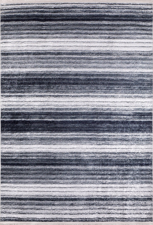 Anthracite Striped Rug - Digital Print Area Carpet, Non Slip & Antibacterial