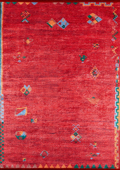 Gubkin Red Modern Digital Print Area Rug