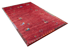 Gubkin Red Modern Digital Print Area Rug