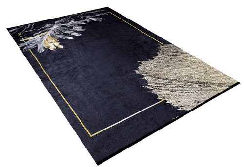 Modern Area Rug – Black Digital Print Carpet | Non Slip, Antibacterial Floor Covering