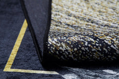 Modern Area Rug – Black Digital Print Carpet | Non Slip, Antibacterial Floor Covering