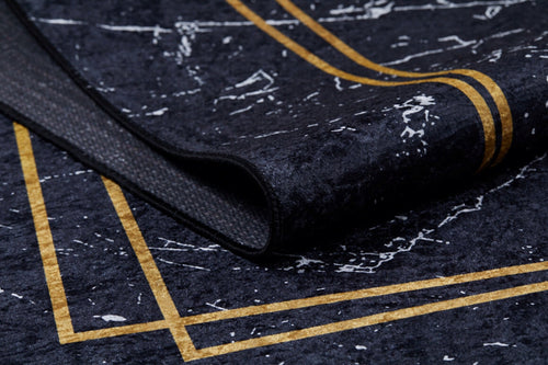 Digital Print Area Rug – Black Frame Stylish Carpet, Antibacterial & Non Slip