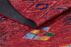 Digital Print Area Rug – Classic Red Non Slip Washable Carpet for Living Room