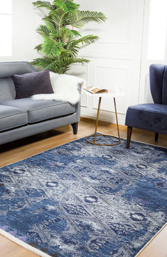 Modern Digital Area Rug – Blue Non Slip Washable Carpet for Living Room