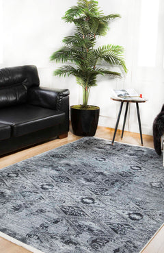 Modern Area Rug – Anthracite Digital Print Non Slip Stylish Floor Covering