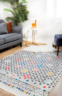 Modern Digital Print Rug - White Area Rug Non Slip Washable Carpet
