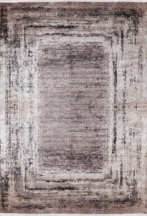 Digital Print Area Rug – Brown Frame Non Slip Antibacterial Carpet for Living Room