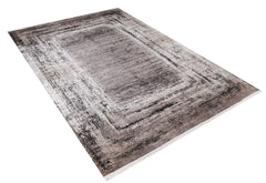 Digital Print Area Rug – Brown Frame Non Slip Antibacterial Carpet for Living Room