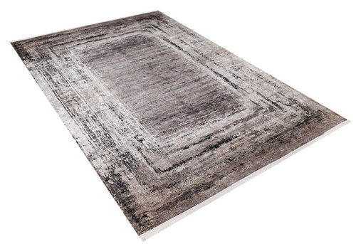 Digital Print Area Rug – Brown Frame Non Slip Antibacterial Carpet for Living Room