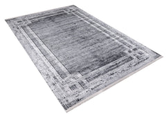 Digital Print Area Rug - Grey Frame Non Slip Antibacterial Carpet for Living Room