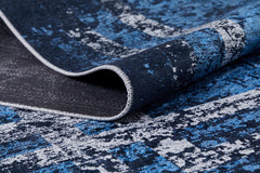 Blue Frame Area Rug – Digital Print Non Slip Washable Carpet for Living Room