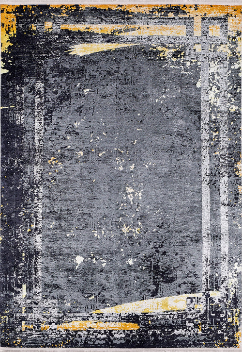 Modern Digital Print Rug - Anthracite Area Rug | Non Slip, Antibacterial Carpet