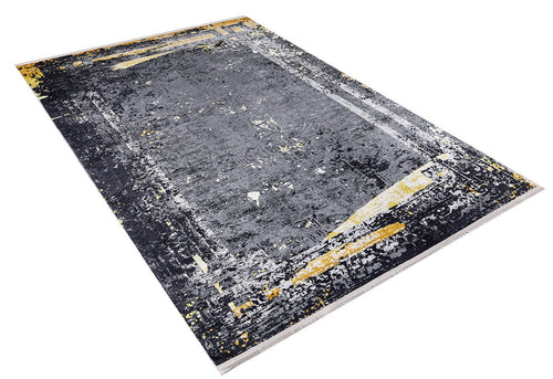 Modern Digital Print Rug - Anthracite Area Rug | Non Slip, Antibacterial Carpet