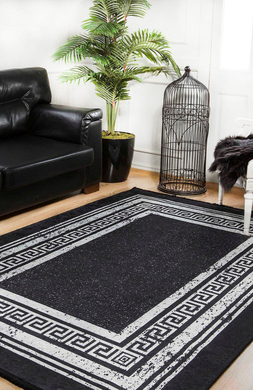 Digital Print Area Rug – Black Frame Rug, Non Slip & Antibacterial Carpet