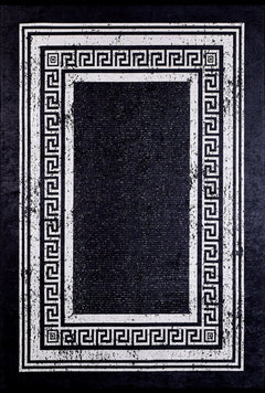 Digital Print Area Rug – Black Frame Rug, Non Slip & Antibacterial Carpet