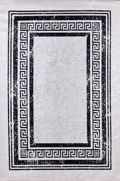 Digital Print Area Rug - Grey Frame Style Non Slip Antibacterial Carpet