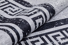 Digital Print Area Rug - Grey Frame Style Non Slip Antibacterial Carpet