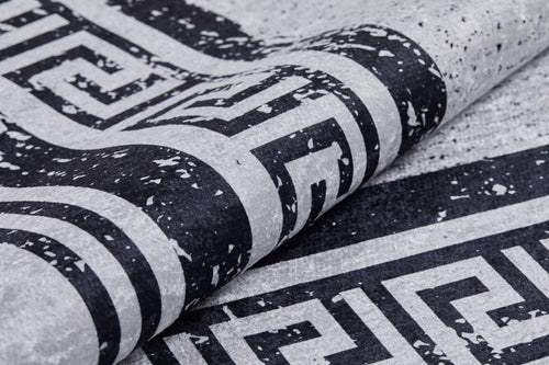 Digital Print Area Rug - Grey Frame Style Non Slip Antibacterial Carpet