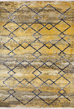 Yellow Geometric Area Rug - Digital Print Non Slip Antibacterial Carpet