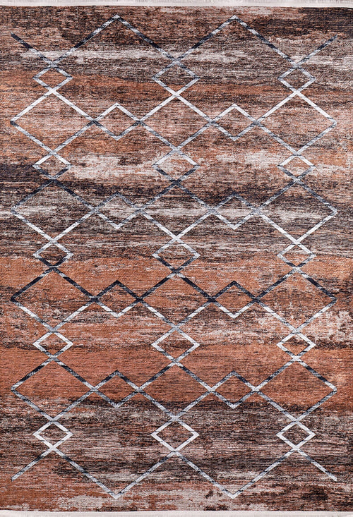 Vidnoye Brown Geometric Digital Print Area Rug