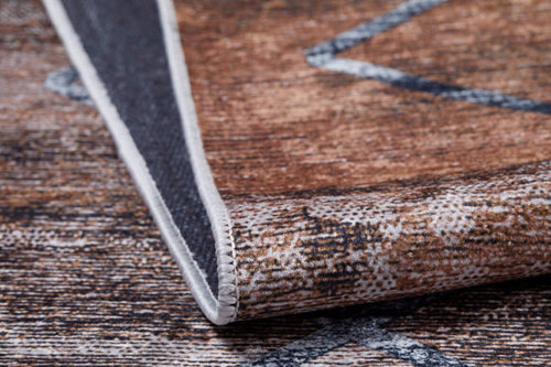 Vidnoye Brown Geometric Digital Print Area Rug