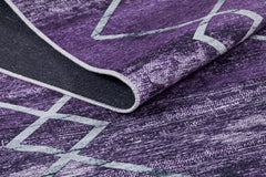 Purple Geometric Area Rug - Digital Print Non Slip Modern Floor Carpet