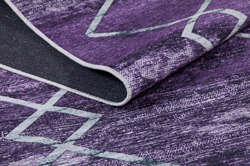 Purple Geometric Area Rug - Digital Print Non Slip Modern Floor Carpet