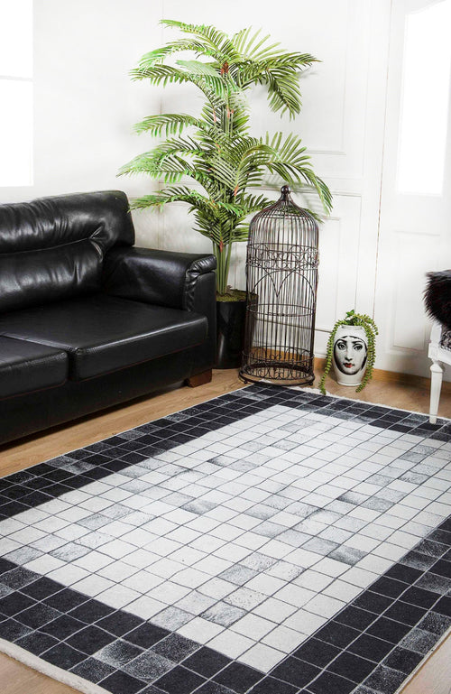 Grey Geometric Area Rug - Digital Print Rug | Non Slip, Antibacterial Carpet