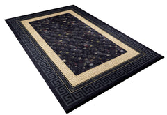 Black Frame Area Rug – Digital Print Non Slip Antibacterial Carpet for Modern Living Room