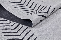 Grey Geometric Area Rug – Digital Print Non Slip Carpet for Living Room