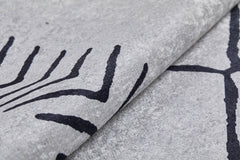 Grey Geometric Area Rug – Digital Print Non Slip Carpet for Living Room