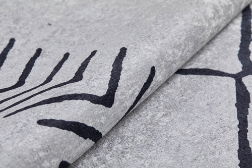 Grey Geometric Area Rug – Digital Print Non Slip Carpet for Living Room