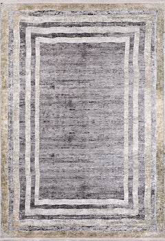 Grey Frame Area Rug - Digital Print Non Slip Carpet | Antibacterial Washable Carpet