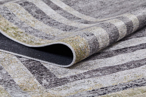 Grey Frame Area Rug - Digital Print Non Slip Carpet | Antibacterial Washable Carpet
