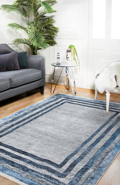 Navy Frame Area Rug – Digital Print Rug | Antibacterial, Non Slip, Stylish Carpet