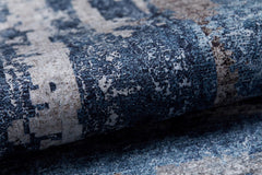 Blue Area Rug - Vyazma Digital Print Frame Design Rug | Non Slip, Washable Carpet