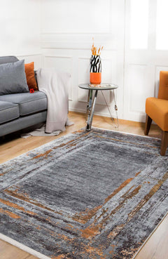 Modern Area Rug | Grey Digital Print Carpet - Non Slip, Antibacterial Floor Mat
