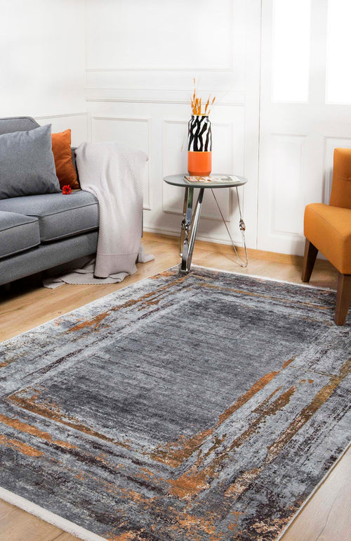 Modern Area Rug | Grey Digital Print Carpet - Non Slip, Antibacterial Floor Mat