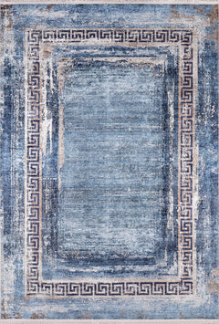 Blue Frame Area Rug – Non Slip Digital Print Rug | Antibacterial Carpet, Dust Free