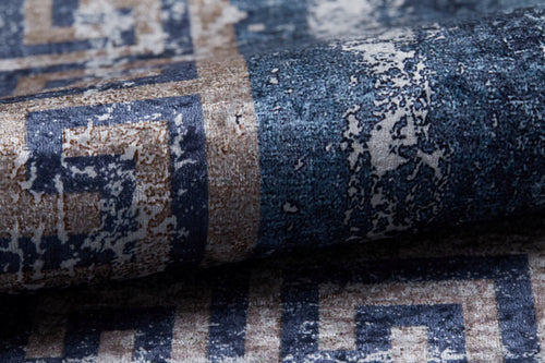 Blue Frame Area Rug – Non Slip Digital Print Rug | Antibacterial Carpet, Dust Free