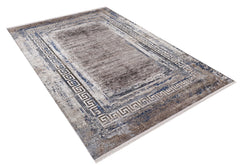 Digital Print Area Rug – Brown Framed Non Slip Stylish Home Carpet